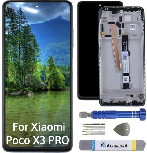 Int'x Pantalla para Xiaomi Poco X3 Pro M2102J20SG Pantalla LCD Reemplazo Pantalla táctil con Herramienta Negro con Marco Alta Calidad