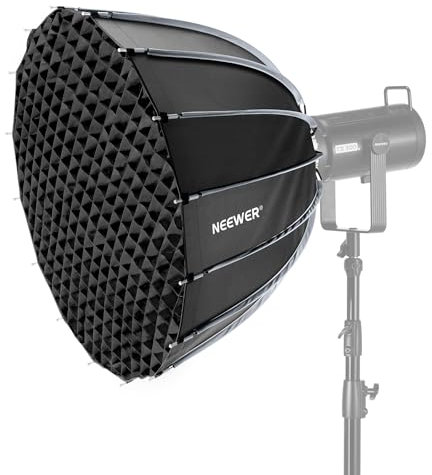 NEEWER Softbox Parabolique 28/70cm Monture Bowens, Démontage Rapide avec Diffuseurs/Grille/Sac pour Éclairge Continu CB60 CB200B MS60 MS150B Q4 Compatible avec Godox Compatible Aputure 600d, NS70P