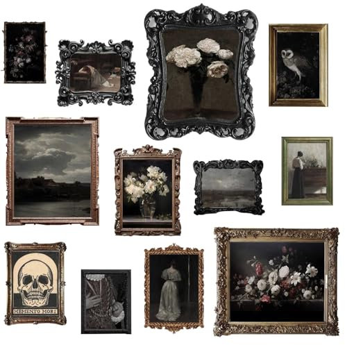 TWNSLLA Gothic-Wanddekoration, Dark Academia, ästhetische Bilder, viktorianische Vintage-Poster für Zimmer, stimmungsvolle Landschaft, Wandkunstdrucke, Leinwand, Kreppige Gothic-Poster, dunkle