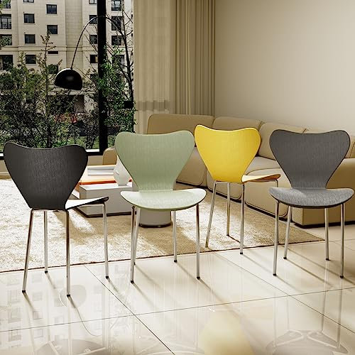 ARunThLana Chaises de Salle à Manger Lot de 4, Chaises de Cuisine, avec Dossier en Plastique, avec Pieds en Métal, pour Cuisine, Salle à Manger, Chambre à Coucher, Noir+Gris+Vert+Jaune