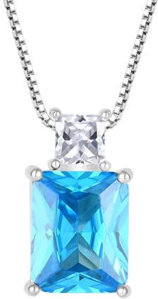 starchenie Damen Halskette 925 Sterling Silber Geburtsstein Zirkonia Anhänger Kette Schmuck Geschenke für Mutter ihre Frau Freundin