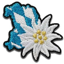 Edelweiß mit Rauten - Aufnäher, Bügelbild, Aufbügler, Applikationen, Patches, Flicken, zum aufbügeln, Größe: 3,6 x 3,5 cm