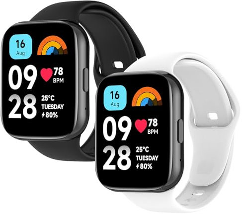 WD&CD Armband kompatibel mit Xiaomi Redmi Watch 3 Active Weiches Silikon, Verstellbare Fitness Armband kompatibel für Frauen männer, Schwarz + Weiß