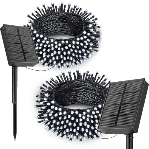 SOLARBABY Guirlande Lumineuse Solaire, Exterieur Étanche Lumières de Jardin 200 LED 2 Pack 8 Modes 20m pour Jardin, Terrasse, Cour, Maison, Arbre de Noël, Fête Party Décoration(Blanc)