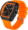 findtime Rechteckige Herrenuhr Cooles Design Kreative Herren Uhren Digital Analog Quarz Armbanduhr mit Doppelzeit Timer Stoppuhr 5ATM Wasserdicht Orange Sportuhr