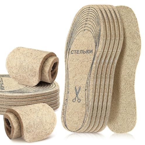 Shoe Insoles, 3 Pairs Soft Wool Felt Insoles Shoe Cushion Insert Insoles, Comfort Inner Soles Warm Shoe Liners, Cuttable Insoles for Shock Absorption, Foot Pain Relief, Winter Boots Work Running Shoes