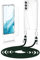 Anshow Verbesserte Handykette für Samsung Galaxy S21 FE mit Band + 1 Schutzfolie, Necklace Stoßfest Handyhülle Samsung Galaxy S21 FE Case Transparent Schutzhülle zum Umhängeband Abnehmbar, Dunkelgrün