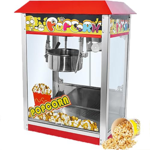 ylpddmm Palomitero,Máquina de Palomitas de maíz de sobremesa,Comercial Doméstico Cine(Tejadillo Rojo, Olla con Revestimiento de Teflón,10 oz,1400 W