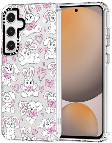 MOSNOVO für Samsung Galaxy S24 FE Hülle – Durchsichtige, schlanke, stoßfeste TPU+PC-Handyhülle, [6,6 Fuß Fallschutz/Anti-Abziehen] - Häschen