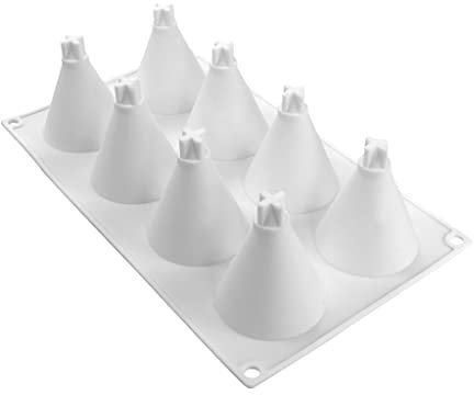 jiingekk Silikonform für Desktop-Puppe, 8 Mulden, Weihnachtsbaum, Fondant, Silikonform für Kuchen, Dessert, Gelee, Schokolade, Kerze