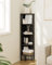 Apetaccat Eckregal, Ecke Bücherregal mit 5 Ebenen,Pflanzenregal, Anzeige Aufbewahrungsregal für Wohnzimmer,Büro,Schlafzimmer,127x29x29cm, Schwarz