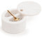 EHC Salt & Pepper Holder, Spice & Herbs Container, Marble Pinch Pot with Swivel Magnetic Lid and Serving Spoon, Salt Celler for Dining Table, Spice Storage Bowl with Compartment, Spice Bath, White