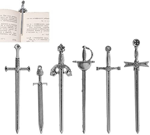Vobumix Lesezeichen, 6 Stück, Antike Schwerter, Messer, Lesezeichen, Anhänger, Metall, Lesezeichen, Anhänger, Buchklammern, Marker, Bastelbedarf