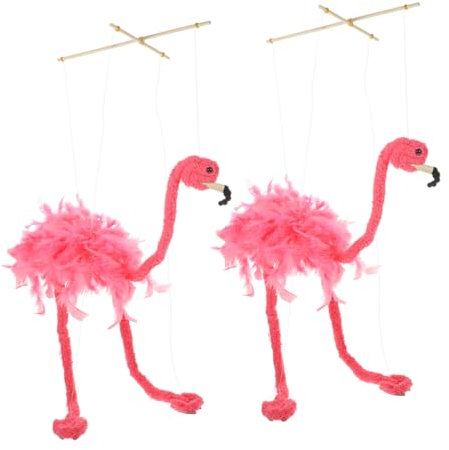 FELTECHELECTR 2stücke Flamingo Marionetten Aus Plüsch Bambus Und Federn Leicht Und Verarbeitet Als Interaktives Spielzeug Und Dekoration Geeignet