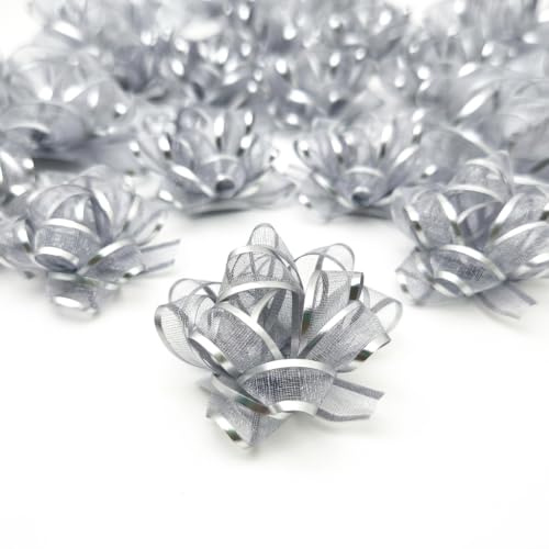 ZYOOO Geschenkschleife Silber,18 Stück Selbstklebend Geschenk-Schleifen zur Weihnachten, Geburtstagen und Hochzeiten Geschenkedeko