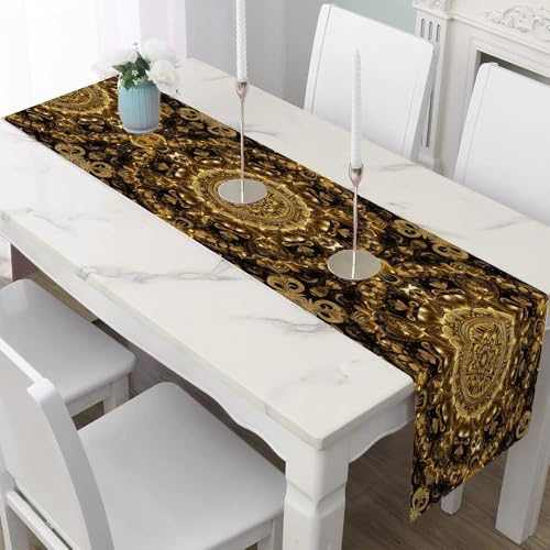 Leinen Tischläufer 30x140 cm Orientalisch Mandala Wetterfester Outdoor & | Indoor Boho Dekoration Tischläufer für Garten Partys und Hochzeit Marokkanisch Muster Tischdeko