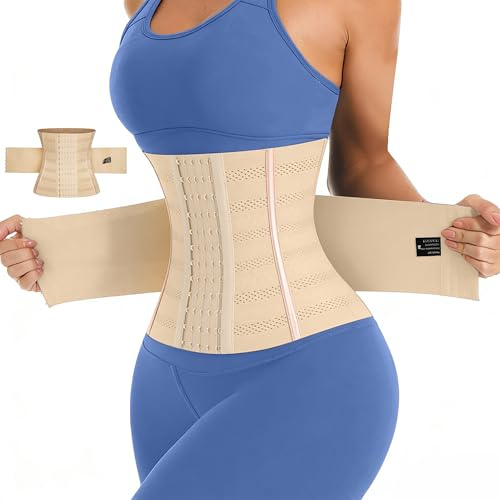 JXCTNNU Bauchweggürtel Gürtel Verstellbarer Taille Cincher Taillenmieder für Fitnesstraining Damen Herren Figurformend Abnehmen Waisttrainer Taillenformer (Beige, S (48-56kg))