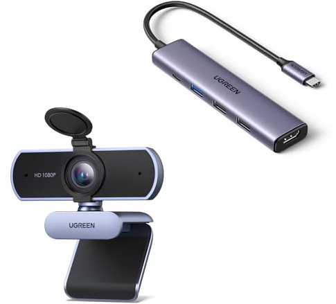 UGREEN Hub USB C Multipuerto USB-C 5 en 1 con Webcam Full HD