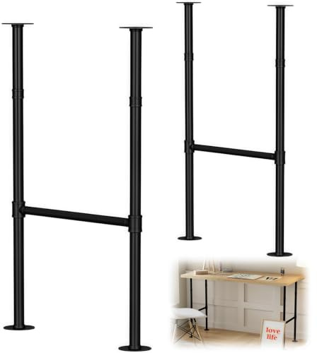 WUDLEP Lot de 2 pieds de table industriels en métal robustes avec pieds réglables, 93 cm, comprend des vis pour table basse, table de bureau, bar de petit-déjeuner, noir