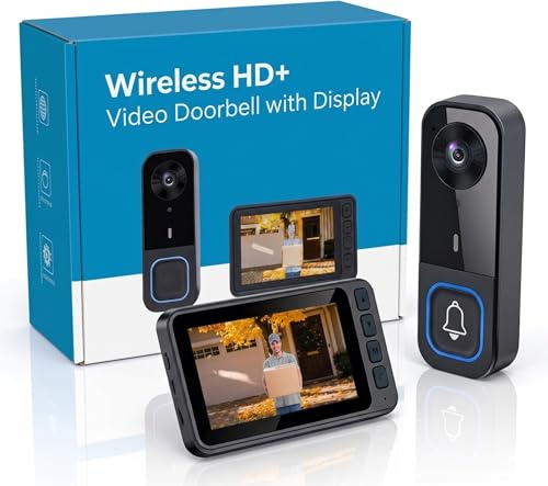 Citofono senza fili esterna 120m Campanello senza fili con HD Telecamera Impermeabile IP67 Videocitofono con schermo IPS 4.5 Visione notturna Audio bidirezionale 120° Grandangolo Nessun app/Wi-Fi