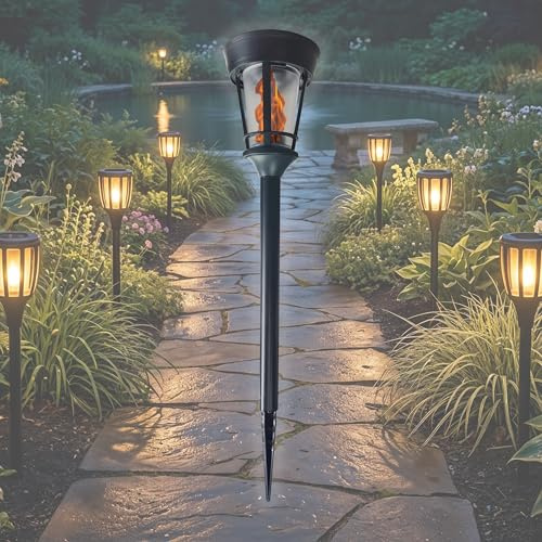 BOLD 1x LED Solarfackel außen - Solarlampen für Garten mit Flammeneffekt | Wetterfeste Gartenfackel mit 16 LEDs, Dämmerungssensor, 12h Leuchtdauer und Erdspieß - ideal als Solarleuchten Garten Deko