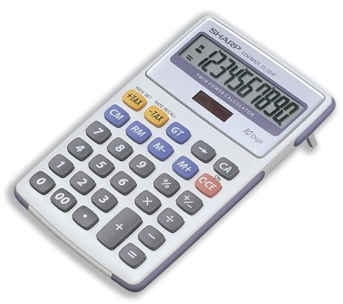 Sharp Calculator Tax Desktop Battery/Solar-power 10 Digit 105x150x15mm Ref EL334FB