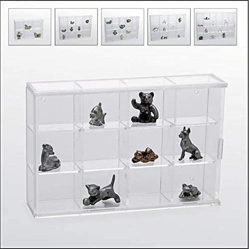 Safe 5255 Klein-Vitrine aus Acrylglas – Staubgeschützte Vitrine mit Schiebetür, 12 Fächer, zum Hängen & Stellen, 180 x 115 x 45 mm