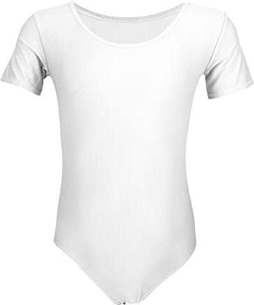 Aquarti Mädchen Kurzarm Ballettanzug Einfarbig, Farbe: Weiß, Größe: 128