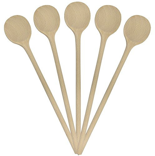 GRILLPLANET Holzkochlöffel Kochlöffel Koch-Löffel 35 cm Set unbehandelt (Hartholz Buchenholz) Back-Löffel, geeignet zum Basteln für Pfannen, Gulaschtopf und Gulaschkessel (Kochlöffel 5 Stück)