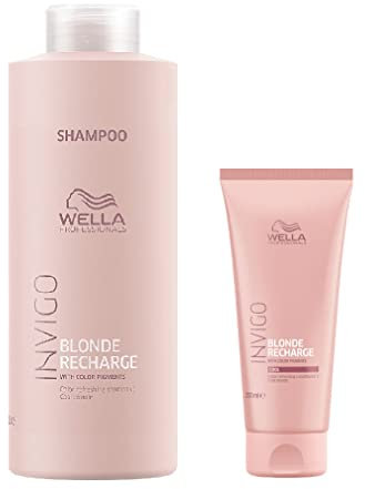 Wella INVIGO Recharge Cool Blonde Color Refreshing Shampoo 1000ml and Conditioner 200ml