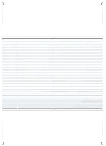 Deswell Plissee ohne Bohren Plisseerollo klemmfix Weiß B65 x H120 cm Plisseerollo Stoff Sonnenschutz Leicht zu Montieren & Verspannt kinderleichte Montage 4Locks für Fenster & Tür
