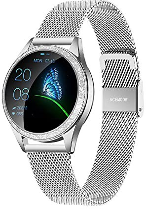 IP68 Fitness Tracker Smart Watch – Pedometer Step Counter Smart Bracelet with Heart Rate Sleep Monitor Calorie Counter Smartwatches for Women Call SMS Push Compatible for Android iOS (Sliver)