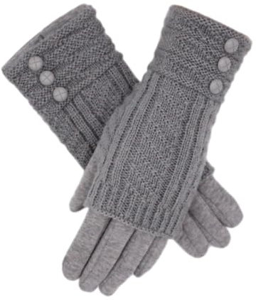 Fadsace Touchscreen-Strickhandschuhe, Texting-Handschuhe, dicke Baumwolle, ohne Finger, 2-in-1 Design (Grau)