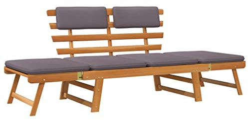 vidaXL Liegestuhl mit Kissen 2-in-1, 190 cm, Akazienholz