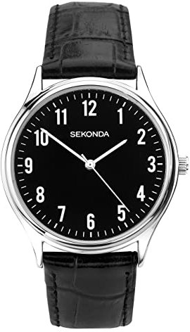 Sekonda Men's 40mm Quartz Watch in Black with Analog None Display, and Black Leather Strap 1777.