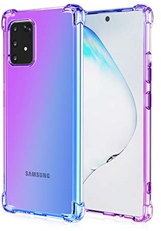 HAOYE Hülle für Samsung Galaxy Note 10 Lite Hülle, Farbverlauf-TPU Handyhülle, [Vier Ecken Verstärken] Weiche Transparent Silikon Soft TPU Case Schock-Absorption Durchsichtig Schutzhülle (Lila/Blau)