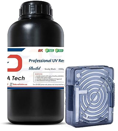 Siraya Tech Build 3D-Druckerharz Hochauflösendes Nicht sprödes klopfbares Engineeringharz 405nm UV-Härtung Standard Photopolymer Rapid Resin für LCD DLP 3D-Druck (Rauchschwarz, 1kg)