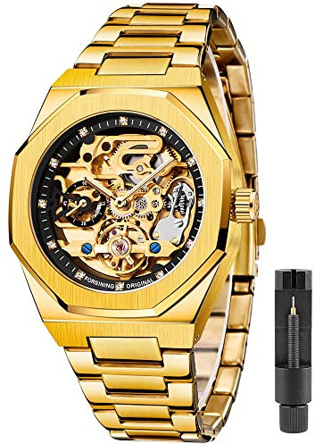Tiong Herren Automatik Mechanische Uhr Edelstahlarmband Mechanische Automatik Herrenuhr