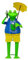 ETC lustiger Dekofrosch Gartenfrosch Dekofigur Frosch mit Handy Metall bemalt (blau)