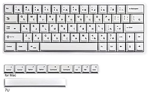 Keycaps, 143 keycaps PBT KeyCaps Mac Disposition Mac Profil Cherry Profil de Colorant-Sublimation Japonais Blanc BlueCaps pour Mac et Windows Mechanical Claviers