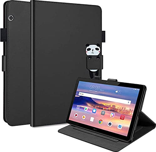 Case for Huawei MediaPad T5 10.1 in, Premium Cute Cartoon PU Leather Flip Case, with Smart Cover Magnetic, Stand Support, Pen Holder, Card Slots for Tablet Huawei MediaPad T5, Black.