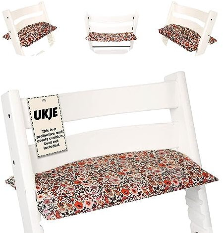 Ukje Hochstuhl Kissen kompatibel mit Tripp Trapp Hochstuhl | Ergonomisches Sitz- und Rückenkissen für Babys | Waschbar, pflegeleicht, Oeko-Tex 100 Zertifiziert, weich gepolstert (Roze Bloemen)