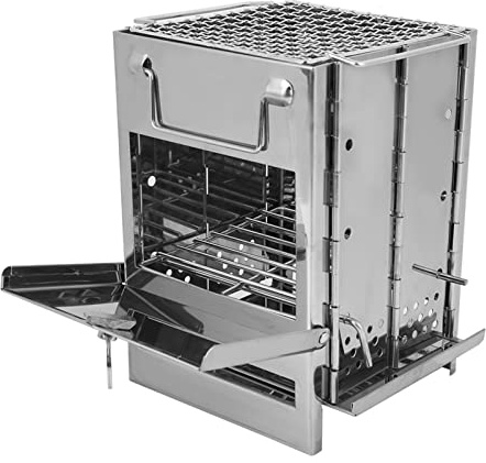 Alvinlite Hobo Kocher, Kleiner Camping Ofen Tragbarer Outdoor Grill Campingkocher Holzofen aus Edelstahl für Camping, Wandern, Picknick, BBQ, Reisen