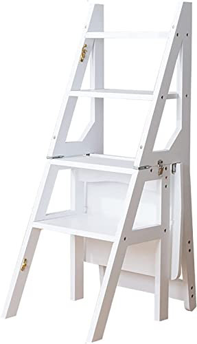 Pliable Bibliothèque Escabeau Tabouret Décoratifs Étagère Pour Accueil Cuisine Placards Meubles,Woodrow Échelle Pliable,Portable Escabeau,Pliable Escabeau Chaise ( Color : Blanc , Size : 35x46x88.5cm