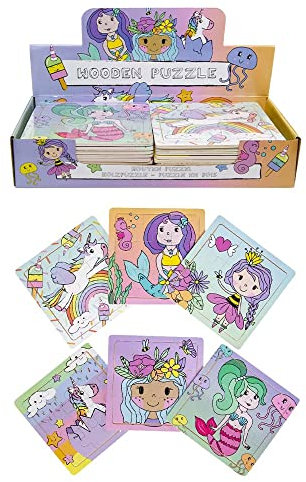 6er Set Holzpuzzle Mädchen - Meerjungfrau und Einhorn, Holzpuzzle Kinder, Holzpuzzle ab 3 Jahre, Kinder Holzpuzzle, Puzzle ab 3, Mitgebsel Kindergeburtstag