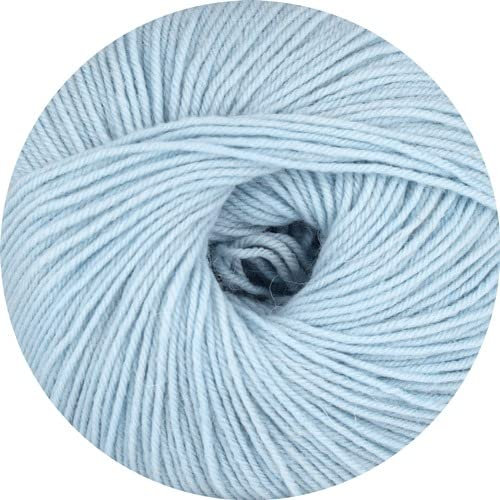 Linie 12 Street uni von Online Garne,4-fach Sockenwolle, 50 g 75% Schurwolle (Merino extrafein) 25% Polyamid, 210 m LL, superweich, 3 Maschenmarkierer zu jeder Bestellung (032 hellblau)