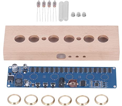 Tyenaza Nixie Tube Clock, IN-14 Tisch Uhr aus Holz Nixie Tube Clock, 24 Stunden Display Glührohr Clock Montieren Kit