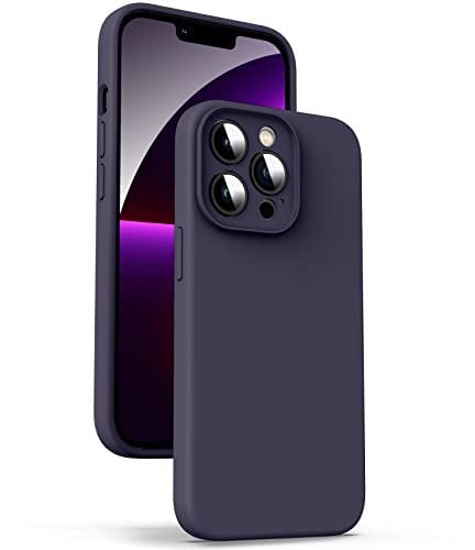 Supdeal Liquid Silicone Case for iPhone 13 Pro, [Camera Protection] [Anti Fingerprint] [Wireless Charging] 4 Layer Phone Case Protective Cover, Built-in Microfiber Case Cover, 6.1, Dark Purple