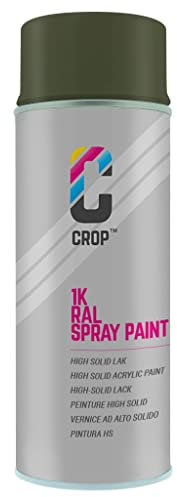 CROP Lackspray RAL 6003 Olivgrün - Hohe Deckkraft, SCHNELLE TROCKNUNG, 100% inaltérable - Auto, Motorrad & Heimwerken - Hochglanz - 400 ml