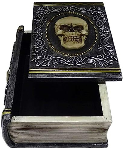 mtb more energy Deko Schmuckdose ''Chronicles of Death'' - Kästchen in Buchform mit Totenkopf und Ornamenten - 9x12x5 cm - Horror Gothic Dekoration
